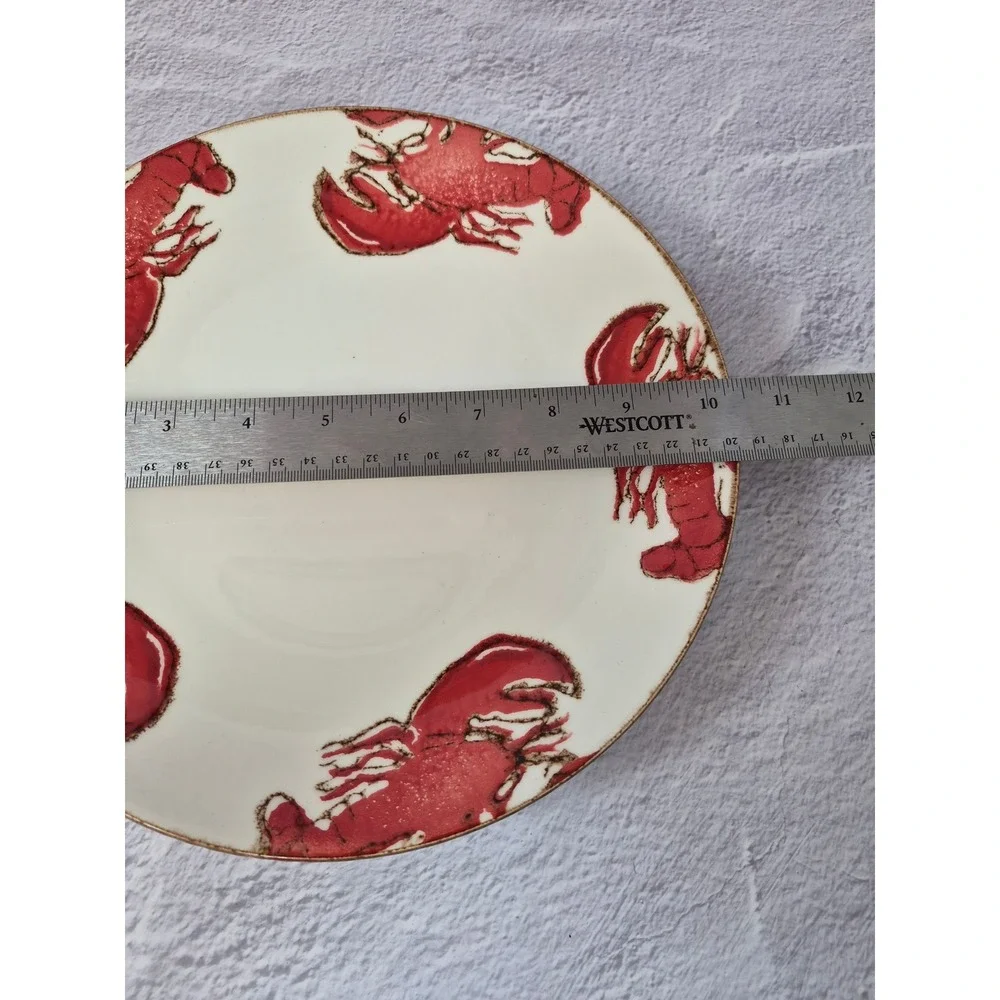 V.Ceramic Lobster Dinner Plate 10.5 Inch Made in Portugal Coastal Nautical Red